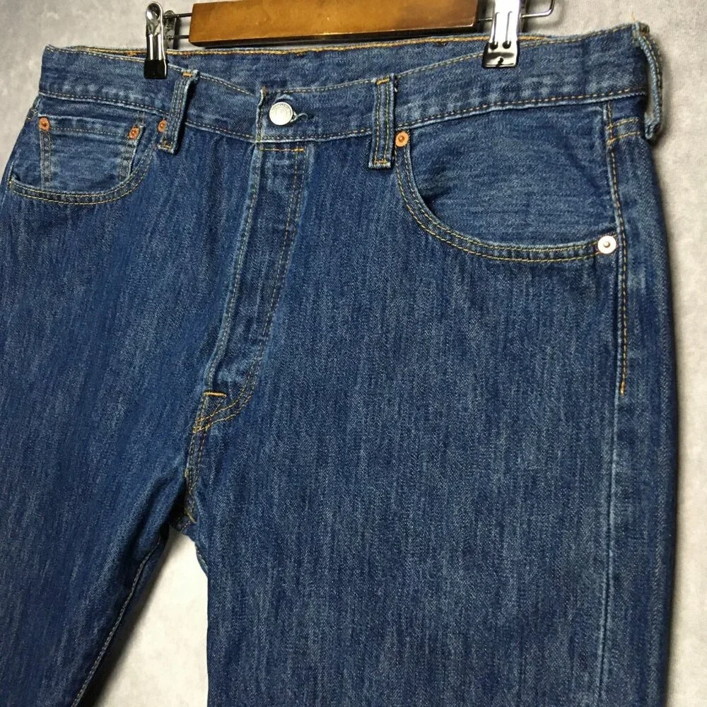 Levis Mens 501 Original Fit Blue Jeans size 38x30 Button Fly Cotton Denim Copper